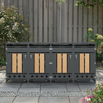 Bin Storage Unit with Hinged Lid, Lockable and 4 Doors, Wood Grain