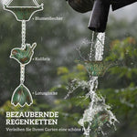 Rain Chains, Set of 3 with Hanger Bird Bell, Metal Green