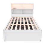 Sofa Bed 90*200, Hydraulic with Storage & Light Bar, White Wood