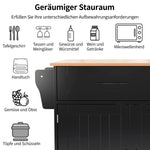 Dining Table Trolley with Folding Tabletop and Storage Cabinets, Black