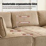 Modular Sofa 6-Seater Convertible Sleeper with Storage Pockets, Corduroy Khaki