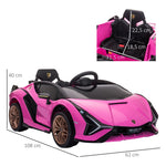 Lamborghini Children's Electric Car with Remote Control, 3-5 km/h for Ages 3-5, Pink