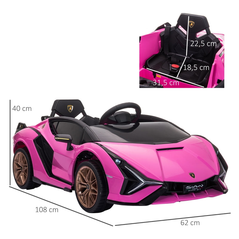 Lamborghini Children's Electric Car with Remote Control, 3-5 km/h for Ages 3-5, Pink