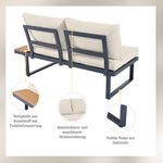 Garden Leisure Set Corner Adjustable Reclining with Coffee Table - Beige/Grey
