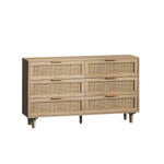 Rattan Storage Cabinet 6-Drawer 130cm Natural