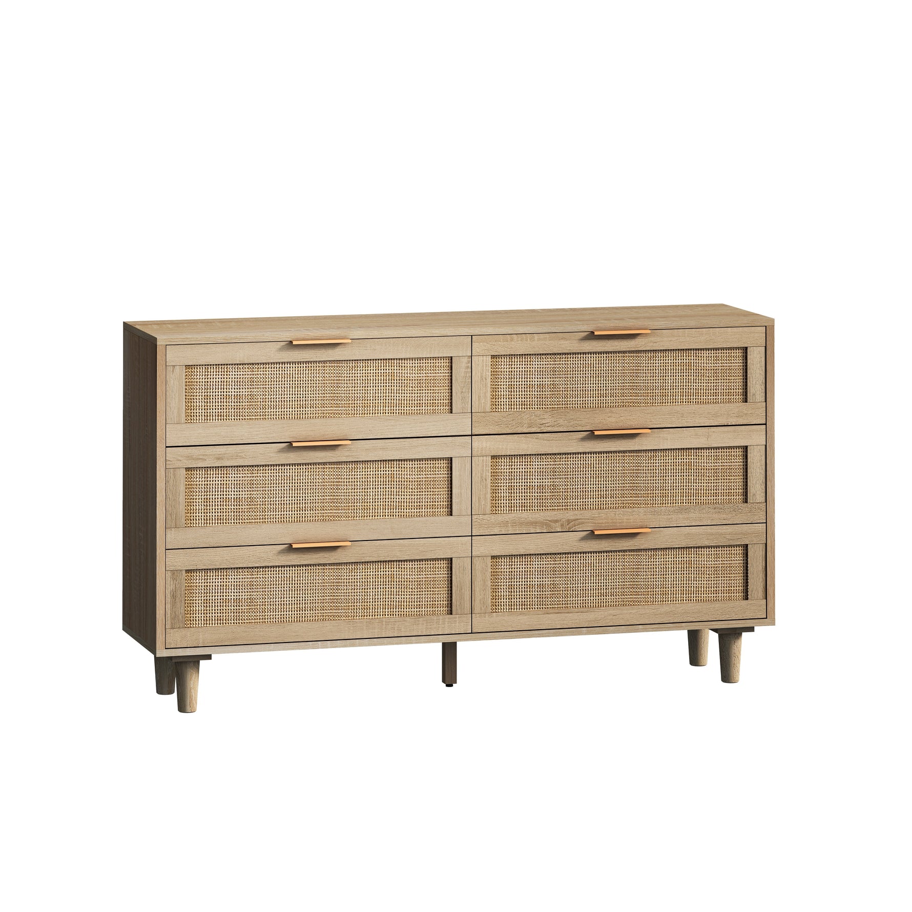 Rattan Storage Cabinet 6-Drawer 130cm Natural