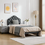 Twin Size Upholstered Platform Bed Frame, 90x200cm, Gray Velvet