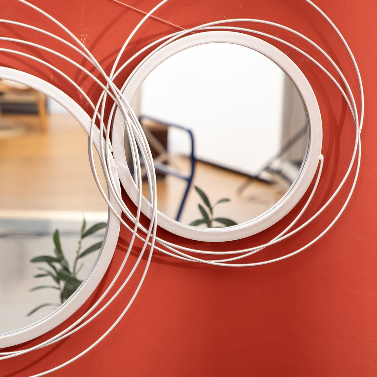 Mirrors Set, 3-Piece 4 Round Wall Decoration, Metal, Silver