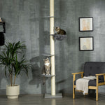 Cat Tree, Ceiling Height Adjustable with Scratching Posts, Grey Cream White