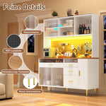 Tall Cabinet with LED Lighting and Pegboard Shelves, White