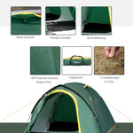 Dome Tent 2-3 Persons Fiberglass Polyester Green+Yellow