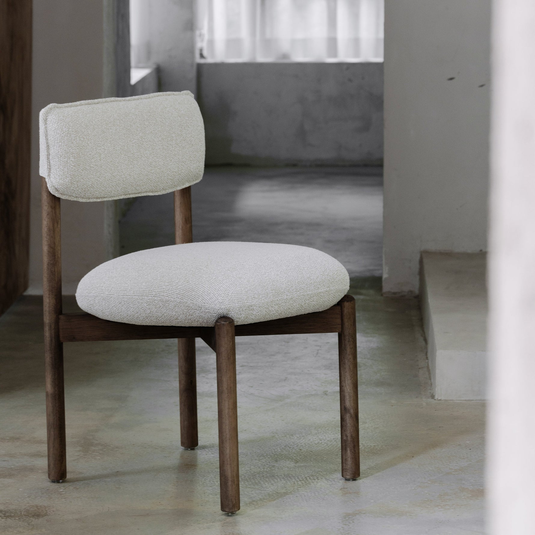 Wooden Chair Frank Upholstered Seat Small Packing Size, Walnut/Beige