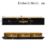 TV Cabinet 180cm Wall-Mountable 16-Color LED Lighting High-Gloss