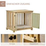 Dog Cage for Medium Dogs, Cushion, Natural Wood in Cream White
