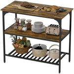 Baker's Shelf, 3-Tier Kitchen Shelf, Steel Frame, Rustic Brown+Black