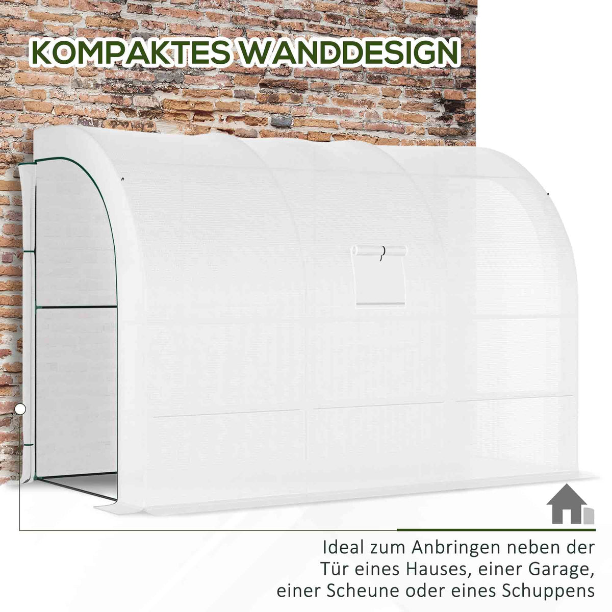 Greenhouse with Shelves, Windows, Winterproof 300x150x213cm Steel Foil, White