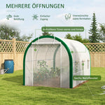 Foil Greenhouse Tunnel, 3.58 x 2.1 x 2.1 m Roller Door, Galvanized Steel, White