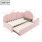 Extendable L-Shaped Sofa Bed with Cloud Headboard, Pink Velvet