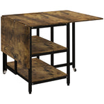 Folding Dining Table, Wheels, 140x80cm, 2-6 People, Rustic Brown Steel