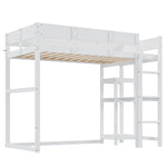Loft Bed with Storage 90x200cm Solid Pine Wood White