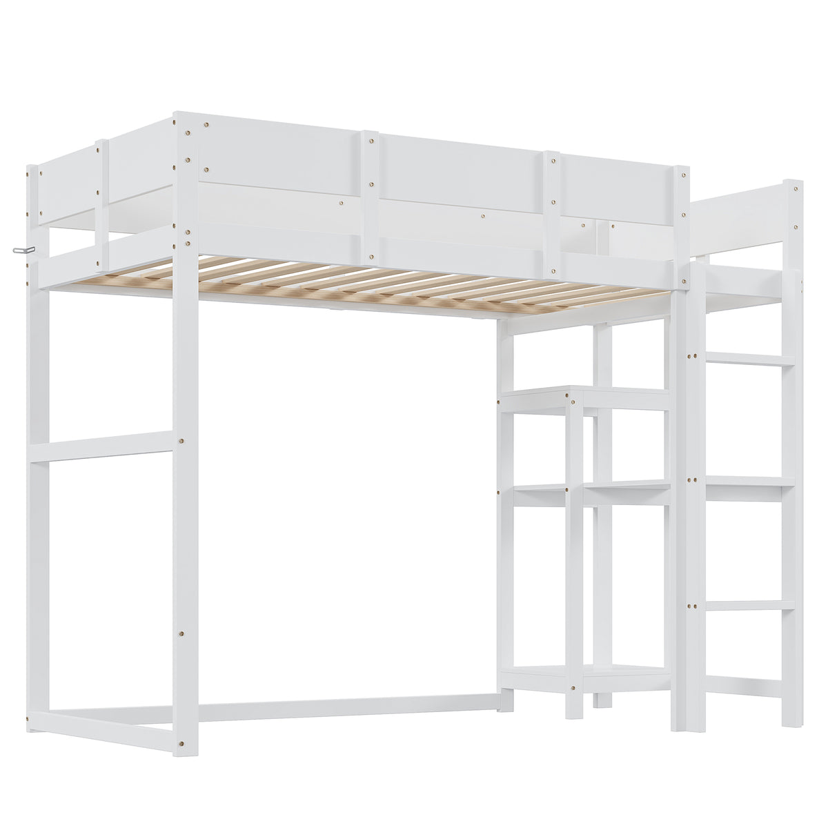 Loft Bed with Storage 90x200cm Solid Pine Wood White