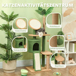 Cat Tree 139cm, with Cat Cave, Sisal Scratching Posts, Green