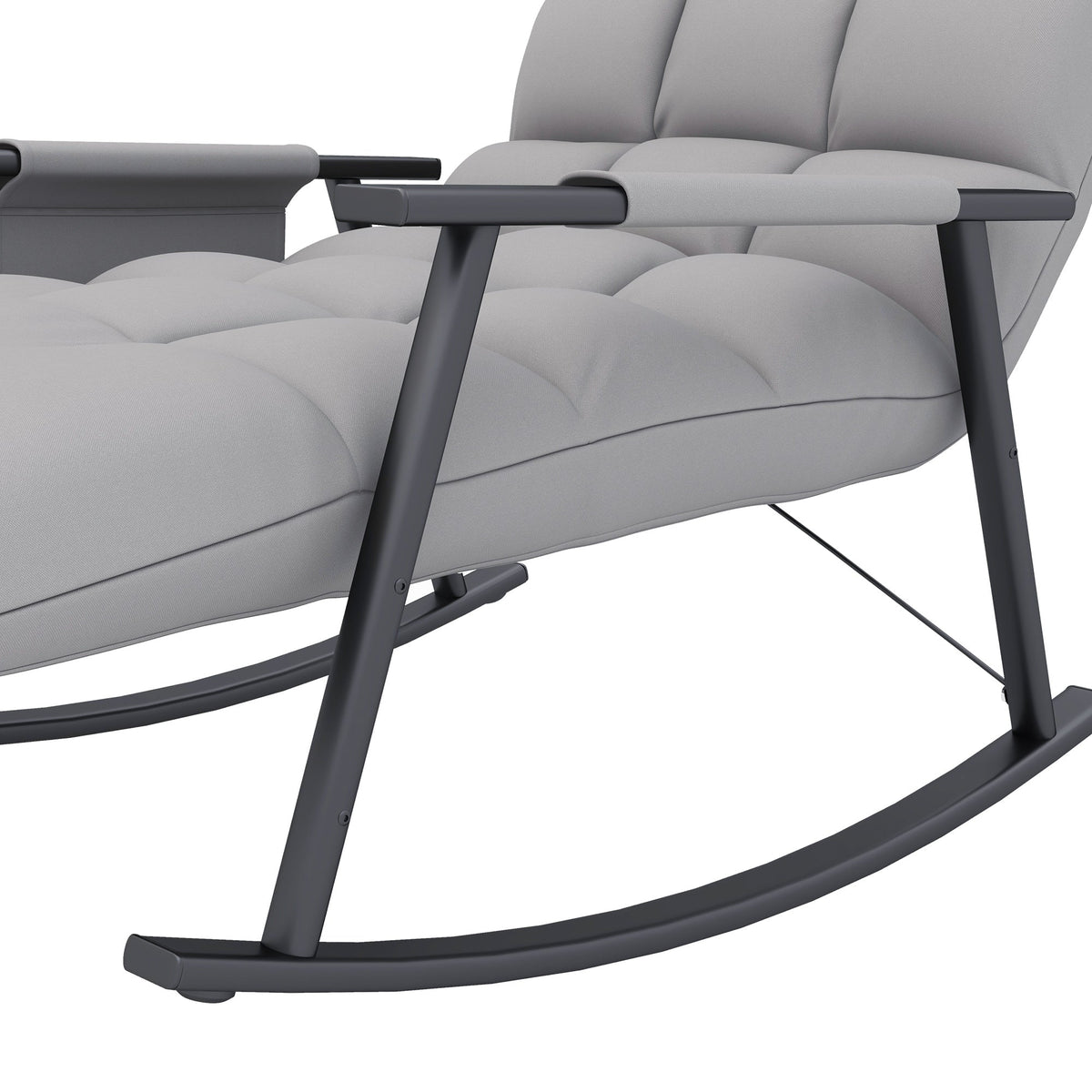 Rocking Chair/Relaxing Armchair Footrest Adjustable Backrest Side Pocket, Microfiber Grey