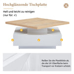 Multifunctional Swivel Coffee Table with Storage, White and Walnut