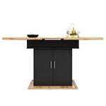 Telescopic Extendable Dining Table 140x70cm Storage Shelf - Natural/Black