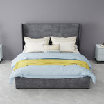 Modern Upholstered Bed 140x200 cm Gas Lift Storage, Grey