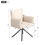 Dining Swivel Armchair Set of 6, Upholstered 360° Metal Legs Lumbar Support - Velvet Beige