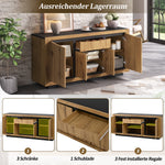 Sideboard 140x52cm 4 Doors 1 Drawer Handleless Storage Wood/Black