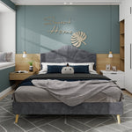 Soft Bed, Minimalist Headboard Multifunctional Low Box Frame, Gray