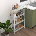 Kitchen Trolley Serving Cart, 3 Levels, Worktop, Hooks, Steel, White