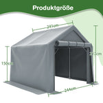 Garage Tent 244x241x217cm, Waterproof Tool & Bicycle Shed, Gray