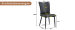 Dining Chair Modern Minimalist PU Leather Back Metal Legs - Black