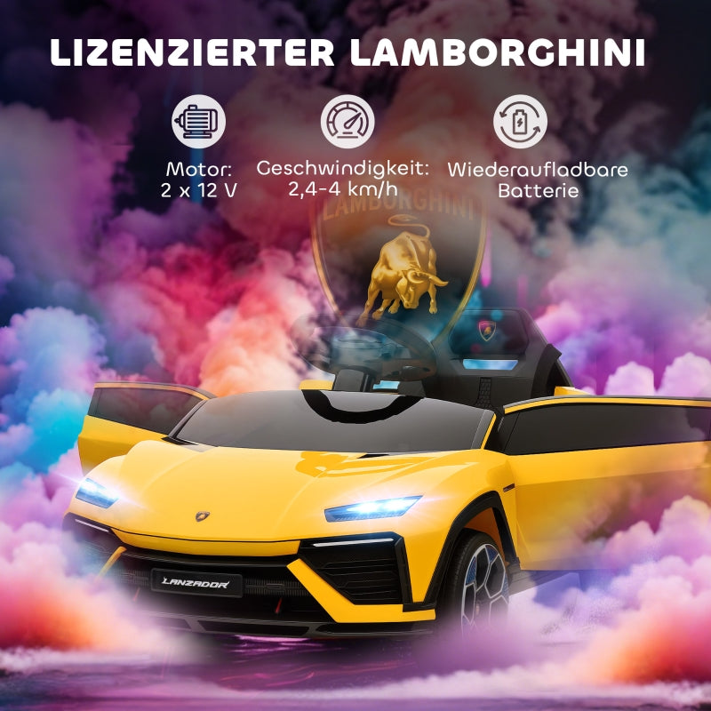 Children's Electric Car with 12V Remote Control and 2 Motors, Yellow