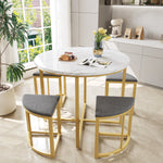 Dining Table Set 5-Piece Modern Luxury Gilded Iron Frame Grey Velvet