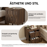 Modern Bedside Table with Two Drawers and Solid Wood Legs, 43.5 x 40 x 57.5 cm, Walnut