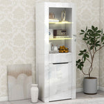 Display Cabinet with App LED Lights and Shelves, White
