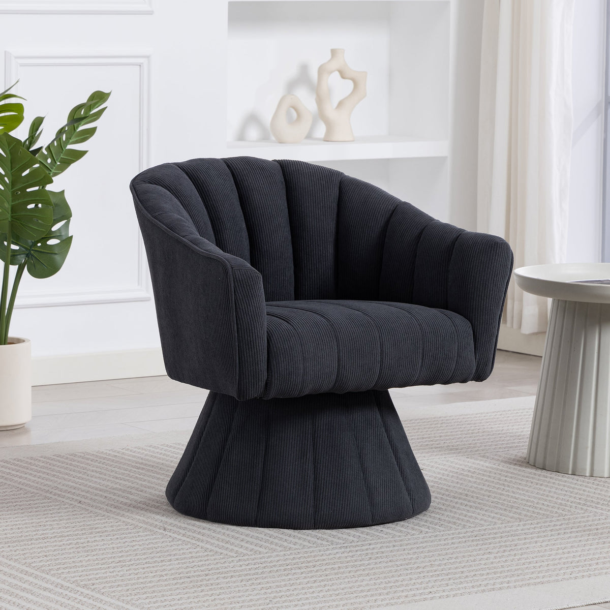 360° Swivel Chair with Ergonomic Cushions and Armrests, Dark Grey