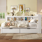 Daybed with 2 Drawers and USB Charging Ports, 140 x 200 cm, White Chipboard