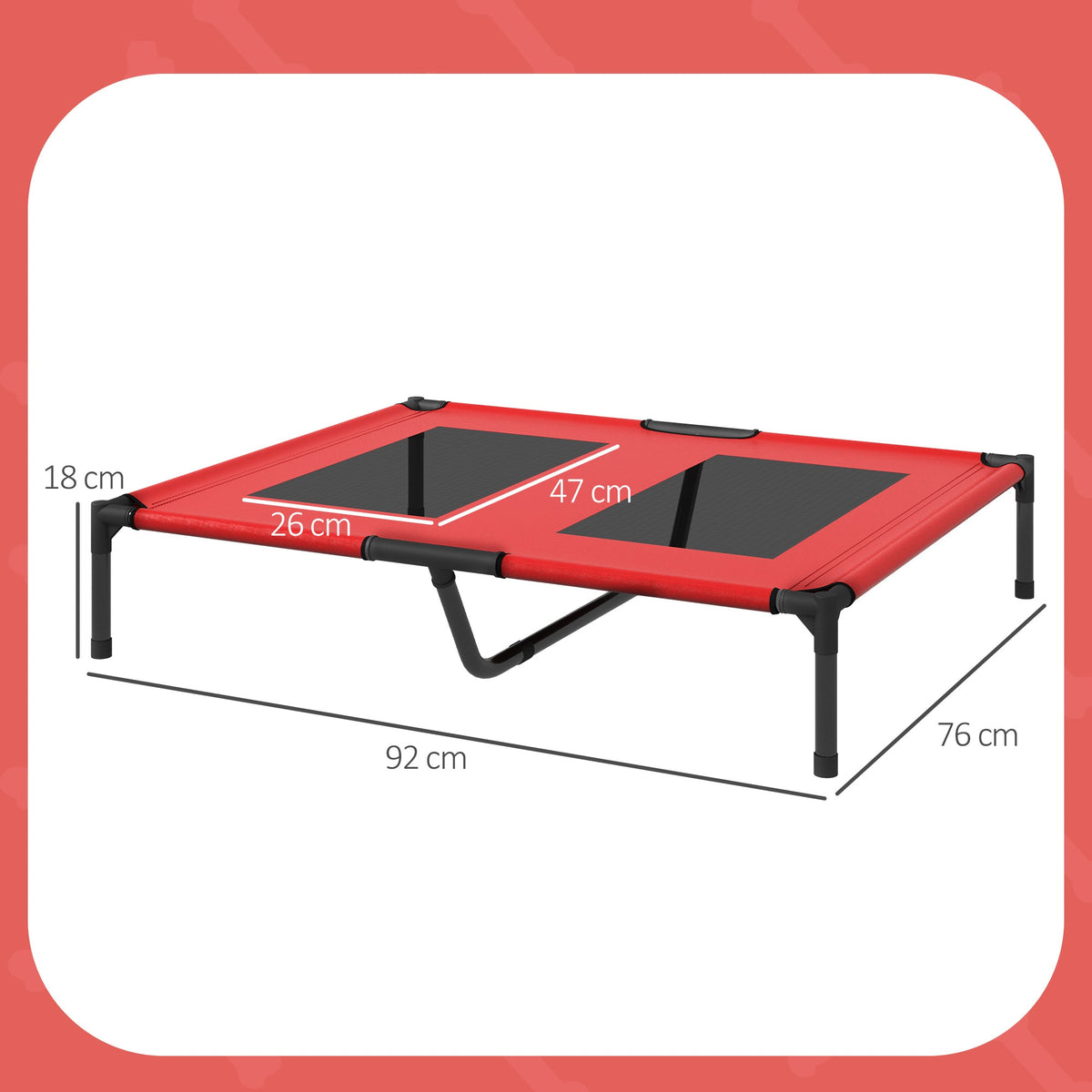 Elevated Dog Bed, Outdoor Lounger Breathable, Oxford Red
