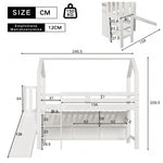 Multifunctional Children's Single Bed with Slide, Stairs and Storage, White Solid Wood and MDF