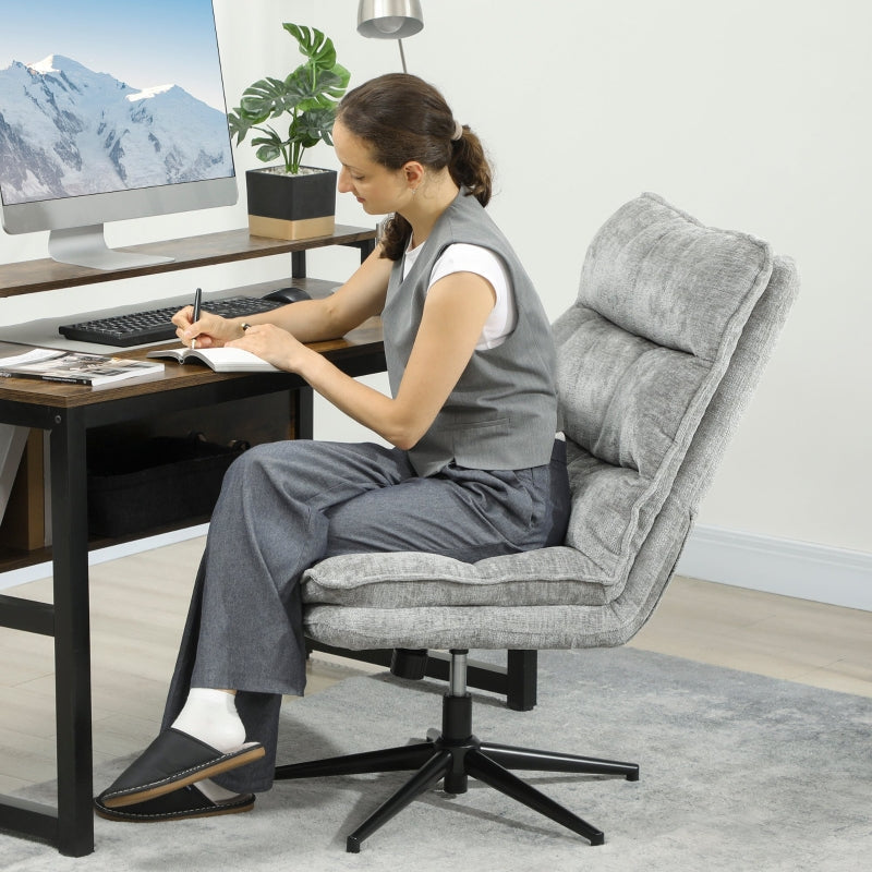 Armless Office Chair, Swivel Padded, Height Adjustable, Steel, Grey