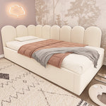 Upholstered Daybed Sofa Bed 90x200cm Pull-out Slatted Base Velvet Beige