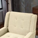 Armchair Mid-Century Modern Buttoned Suede Solid Wood Legs