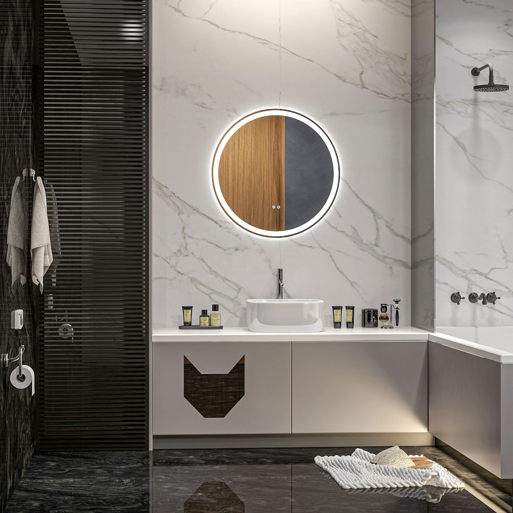 kleankin Bathroom Mirror, LED Illuminated Touch, Aluminum Frame