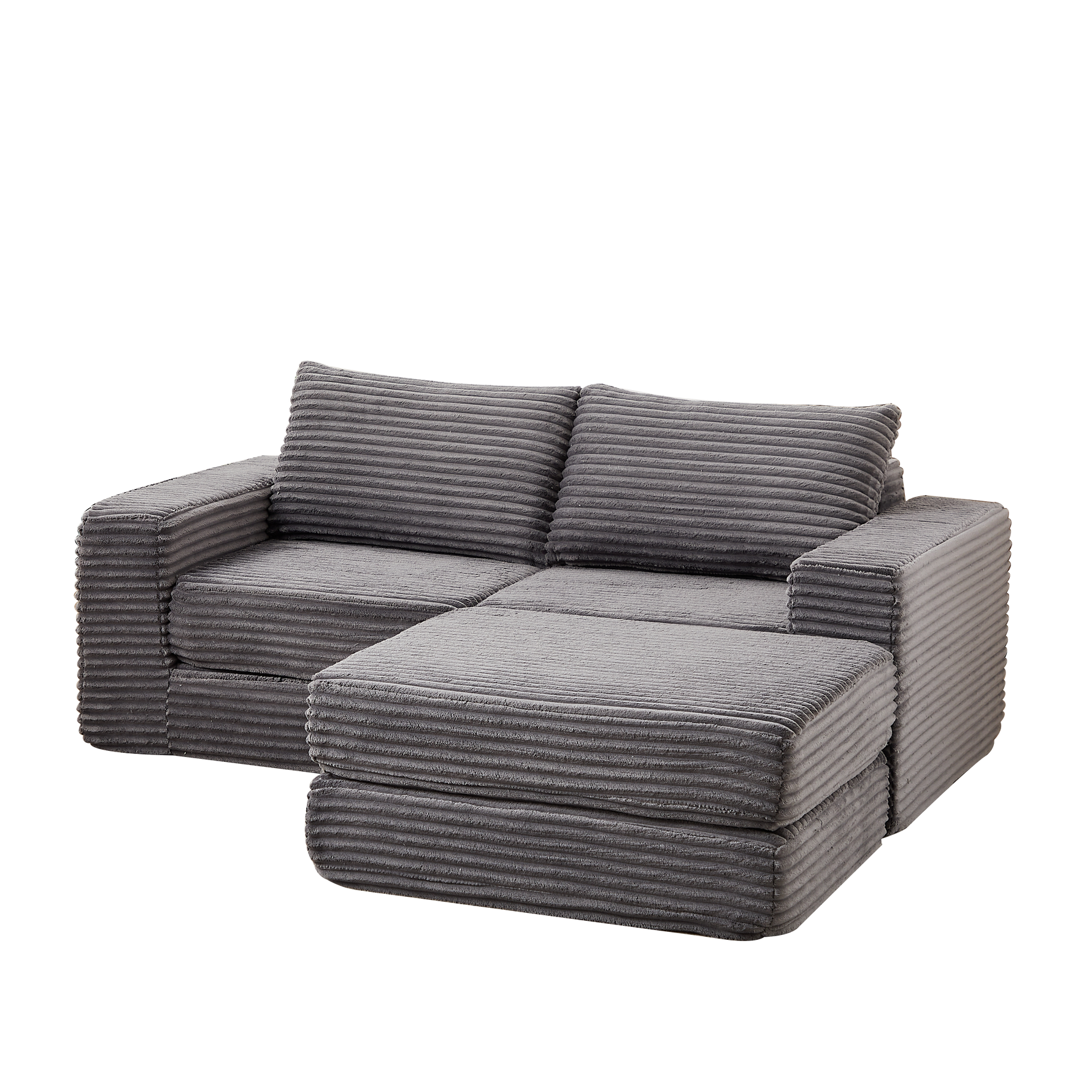 Sofa Bed 2-in-1 Modular with Removable Footstool Corduroy