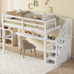 Loft Bed 90x200 Storage Drawers Under-Bed Desk - White
